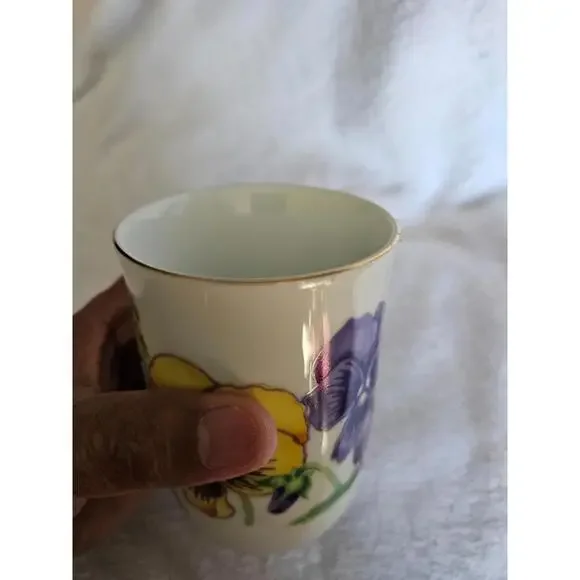 Otagiri Floral Tea Cup Coffee Mug Sheila Brown White Gold Trim Japan 4" Flowers - Picture 6 of 8